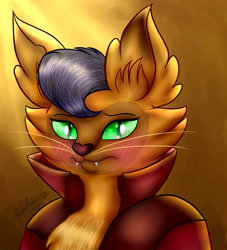 Size: 1450x1600 | Tagged: safe, artist:dinaadiaz2380, imported from derpibooru, capper dapperpaws, abyssinian, anthro, my little pony: the movie, bust, chest fluff, looking at you, male, solo