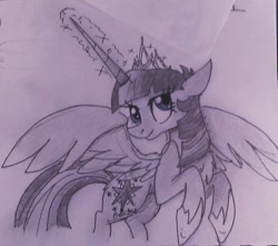 Size: 1024x904 | Tagged: safe, artist:jinxedwolfxd, imported from derpibooru, twilight sparkle, alicorn, pony, female, long horn, monochrome, solo, twilight sparkle (alicorn)