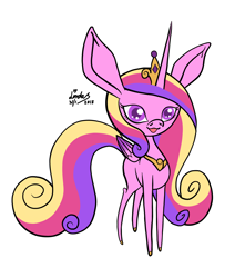 Size: 2480x2921 | Tagged: safe, artist:zeloshoney, imported from derpibooru, princess cadance, alicorn, pony, big ears, female, huge ears, mare, simple background, solo, white background