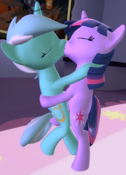 Size: 1080x1496 | Tagged: safe, artist:viranimation, imported from derpibooru, lyra heartstrings, twilight sparkle, unicorn, 3d, female, lesbian, shipping, twyra, unicorn twilight