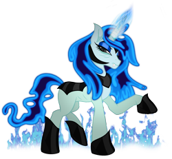 Size: 1969x1816 | Tagged: safe, artist:thecreativeenigma, imported from derpibooru, oc, oc only, pony, unicorn, vampony, fire, glowing horn, magic, metallica, raised hoof, simple background, solo, transparent background