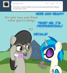 Size: 700x762 | Tagged: safe, artist:erthilo, imported from derpibooru, dj pon-3, octavia melody, vinyl scratch, pony, ask octavia, glasses, magic