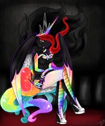 Size: 1000x1200 | Tagged: safe, artist:nekomellow, imported from derpibooru, oc, oc only, oc:princess neon boom, alicorn, anthro, original species, alicorn oc, converse, neon pony, shoes, solo