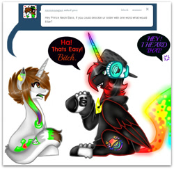 Size: 838x815 | Tagged: safe, artist:nekomellow, imported from derpibooru, oc, oc:prince neon bass, alicorn, original species, alicorn oc, neon pony