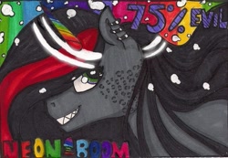 Size: 1149x796 | Tagged: safe, artist:nekomellow, imported from derpibooru, oc, oc only, oc:princess neon boom, alicorn, original species, alicorn oc, neon pony, solo