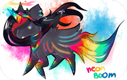 Size: 525x329 | Tagged: safe, artist:nakittr, imported from derpibooru, oc, oc only, oc:princess neon boom, alicorn, original species, alicorn oc, neon pony, solo