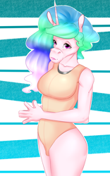 Size: 2500x4000 | Tagged: safe, artist:amberpendant, imported from derpibooru, princess celestia, anthro, clothes, female, hoers, solo, swimsuit