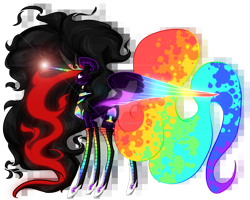 Size: 1600x1280 | Tagged: safe, artist:cybiline, imported from derpibooru, oc, oc only, oc:princess neon boom, alicorn, original species, alicorn oc, magic, neon pony, rainbow tail, simple background, solo, telekinesis, transparent background