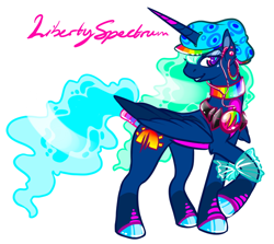 Size: 678x605 | Tagged: safe, artist:noth-chan, imported from derpibooru, oc, oc only, oc:liberty spectrum, alicorn, original species, alicorn oc, neon pony, solo