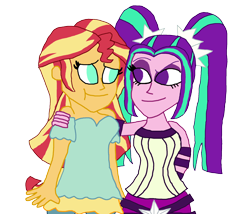 Size: 2200x1886 | Tagged: safe, artist:ktd1993, imported from derpibooru, aria blaze, sunset shimmer, equestria girls, female, lesbian, shipping, simple background, sunblaze, transparent background