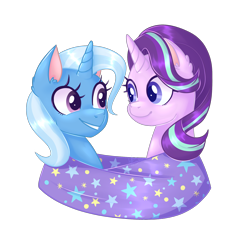 Size: 2000x2000 | Tagged: safe, artist:solareflares, imported from derpibooru, starlight glimmer, trixie, female, lesbian, shipping, simple background, startrix, transparent background