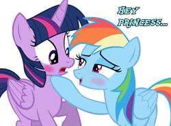 Size: 914x672 | Tagged: safe, artist:simbyfim, imported from derpibooru, rainbow dash, twilight sparkle, alicorn, pegasus, pony, blushing, female, lesbian, shipping, simple background, transparent background, twidash, twilight sparkle (alicorn)