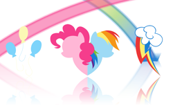 Size: 1551x965 | Tagged: safe, artist:zacatron94, imported from derpibooru, pinkie pie, rainbow dash, earth pony, pegasus, pony, female, lesbian, mare, pinkiedash, shipping, silhouette, wallpaper