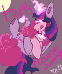 Size: 520x618 | Tagged: safe, artist:xxxcatnameddogxxx, imported from derpibooru, pinkie pie, twilight sparkle, alicorn, earth pony, pony, cuddling, female, lesbian, shipping, twilight sparkle (alicorn), twinkie