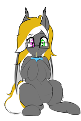 Size: 1000x1500 | Tagged: safe, artist:eclipsepenumbra, artist:eclipsethebat, imported from derpibooru, oc, oc only, oc:orange blast, bat pony, glasses, heterochromia, smoothie