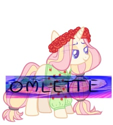 Size: 867x960 | Tagged: safe, artist:blueomlette, imported from derpibooru, oc, oc only, pony, adoptable, floral head wreath, flower, simple background, solo, white background