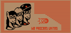 Size: 1360x640 | Tagged: safe, artist:masterkaiser, artist:theparadoxy, imported from derpibooru, earth pony, pony, clothes, communism, female, generic pony, hammer and sickle, mare, military uniform, propaganda, propaganda parody, propaganda poster, simple background, stal, stripes, uniform