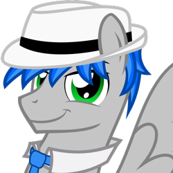 Size: 500x500 | Tagged: safe, artist:the smiling pony, imported from derpibooru, oc, oc only, oc:record melodie, pegasus, pony, derpibooru, .svg available, derpibooru badge, hat, meta, necktie, simple background, smiling, solo, svg, transparent background, vector