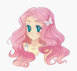 Size: 749x686 | Tagged: safe, artist:tasuu-chan, imported from derpibooru, fluttershy, human, bust, clothes, female, humanized, portrait, simple background, smiling, solo, white background