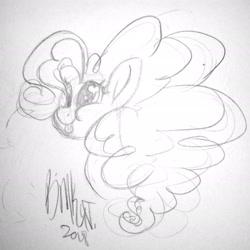 Size: 1930x1930 | Tagged: safe, artist:binkyt11, imported from derpibooru, pinkie pie, bust, cute, diapinkes, female, heart eyes, monochrome, portrait, solo, tongue out, traditional art, wingding eyes