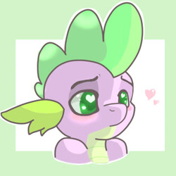 Size: 360x360 | Tagged: safe, artist:kittyshy, imported from derpibooru, spike, dragon, bust, heart eyes, male, portrait, solo, wingding eyes
