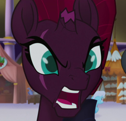 Size: 514x492 | Tagged: safe, imported from derpibooru, screencap, tempest shadow, pony, unicorn, my little pony: the movie, angry, broken horn, commander cute, cute, eye scar, faic, female, madorable, mare, scar, solo, tempestbetes