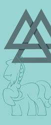 Size: 745x1800 | Tagged: safe, artist:flutterluv, imported from derpibooru, part of a set, rockhoof, earth pony, pony, countdown, countdown to season 8, cutie mark background, male, minimalist, modern art, part of a series, raised hoof, silhouette, solo, valknut