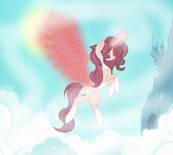 Size: 1600x1438 | Tagged: safe, artist:rose-moonlightowo, imported from derpibooru, oc, oc only, oc:yennaria, pony, unicorn, artificial wings, augmented, female, magic, magic wings, mare, solo, wings