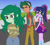 Size: 2000x1800 | Tagged: safe, artist:mashoart, imported from derpibooru, sci-twi, timber spruce, twilight sparkle, wallflower blush, equestria girls, equestria girls series, forgotten friendship, busty wallflower blush, cutie mark on clothes, distracted boyfriend meme, female, hips, holding hands, infidelity, male, ogling, shipping, stare, straight, teenager, timberflower, timbertwi