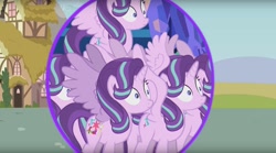 Size: 1670x930 | Tagged: safe, artist:forgalorga, imported from derpibooru, starlight glimmer, alicorn, alicornified, multeity, portal, race swap, secrets of the mane 6, starlicorn, starlight cluster, xk-class end-of-the-world scenario