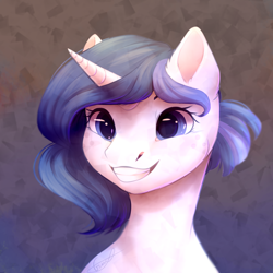 Size: 1024x1024 | Tagged: safe, artist:peachmayflower, imported from derpibooru, oc, oc only, pony, unicorn, female, grin, mare, smiling, solo