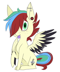 Size: 1196x1421 | Tagged: safe, artist:lightning31, imported from derpibooru, oc, oc only, oc:swift melody, ear piercing, piercing, raised hoof, simple background, solo, tongue out, transparent background