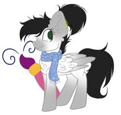 Size: 765x725 | Tagged: safe, artist:mintoria, imported from derpibooru, oc, oc only, oc:tess, pegasus, pony, chest fluff, clothes, female, mare, scarf, simple background, solo, transparent background, two toned wings