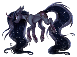 Size: 4393x3233 | Tagged: safe, artist:zen-ex, imported from derpibooru, oc, oc only, oc:serenity, pony, unicorn, curved horn, ethereal mane, hoof shoes, simple background, solo, starry mane, transparent background