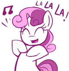 Size: 782x800 | Tagged: safe, artist:claribell3, imported from derpibooru, sweetie belle, cute, diasweetes, female, filly, simple background, singing, solo, white background
