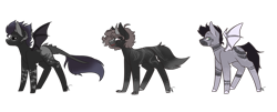 Size: 1024x415 | Tagged: safe, artist:akiiichaos, imported from derpibooru, oc, oc only, bat pony, earth pony, hybrid, pony, black sclera, horns, simple background, transparent background