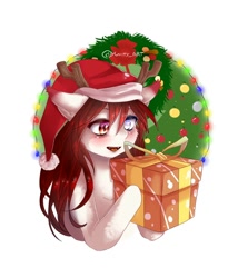 Size: 1200x1400 | Tagged: safe, artist:yunityart, imported from derpibooru, oc, oc only, oc:enya kir fire, bat pony, christmas, christmas lights, holiday