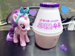 Size: 1024x768 | Tagged: safe, imported from derpibooru, starlight glimmer, pony, unicorn, irl, korean, merchandise, milk, mulberry flavored milk, photo, solo, toy