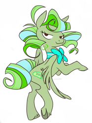 Size: 449x600 | Tagged: safe, artist:pandan009, imported from derpibooru, oc, oc only, oc:screwpine, oc:screwpine caprice, pegasus, pony, looking back, simple background, solo, transparent background, underhoof