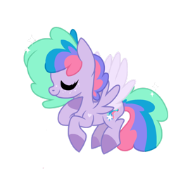 Size: 1024x1024 | Tagged: safe, artist:chococakebabe, imported from derpibooru, oc, oc only, oc:star dazzle, pegasus, pony, eyes closed, female, mare, simple background, solo, transparent background, two toned wings