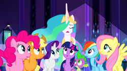 Size: 1920x1080 | Tagged: safe, imported from derpibooru, screencap, applejack, fluttershy, pinkie pie, princess celestia, rainbow dash, rarity, spike, twilight sparkle, alicorn, equestria girls, equestria girls (movie), mane six, twilight sparkle (alicorn)