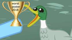 Size: 1280x720 | Tagged: safe, edit, edited screencap, imported from derpibooru, screencap, rainbow dash, bird, duck, may the best pet win, award, op is a duck