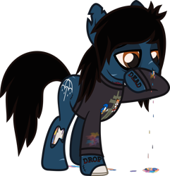 Size: 813x845 | Tagged: safe, artist:lightningbolt, derpibooru exclusive, imported from derpibooru, earth pony, pony, undead, zombie, zombie pony, .svg available, bags under eyes, blood, blood stains, bloodshot eyes, bone, bring me the horizon, clothes, colored pupils, crossover, description is relevant, dripping blood, drop dead clothing, hoof on face, indifferent, lidded eyes, looking down, male, miles "tails" prower, nosebleed, oliver sykes, ponified, rainbow blood, scar, shirt, show accurate, simple background, solo, sonic the hedgehog, sonic the hedgehog (series), stallion, stitches, svg, tattoo, torn ear, transparent background, vector