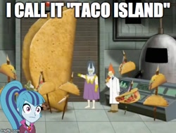 Size: 490x371 | Tagged: safe, artist:gollum123, imported from derpibooru, screencap, sonata dusk, aqua teen hunger force, dazzling, doctor weird, food, meme, quote, sonata fuel, starenata, steve, taco