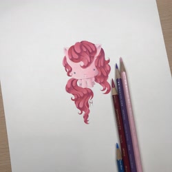 Size: 3024x3024 | Tagged: safe, artist:nana-marchae, imported from derpibooru, pinkie pie, chibi, colored pencil drawing, cute, female, solo, traditional art