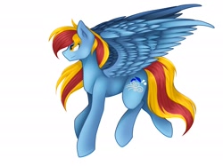 Size: 2732x2048 | Tagged: safe, imported from derpibooru, oc, oc only, oc:mist rider, pegasus, pony, flying, long hair, male, simple background, solo, spread wings, stallion, white background, wings