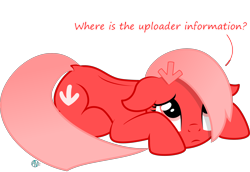 Size: 2900x2000 | Tagged: safe, artist:arifproject, edit, editor:the luna fan, imported from derpibooru, oc, oc only, oc:downvote, earth pony, pony, derpibooru, derpibooru ponified, dock, hairclip, looking up, meta, ponified, prone, simple background, solo, transparent background, vector