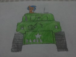 Size: 3264x2448 | Tagged: safe, artist:razhunter, imported from derpibooru, oc, oc only, oc:hunter, pony, male, sherman, sherman (tank), simple background, tank (vehicle), traditional art, white background, world war ii