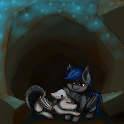 Size: 3000x3000 | Tagged: safe, artist:kysimon, imported from derpibooru, oc, bat pony, bat pony oc, cave, female, male, oc x oc, shipping, straight