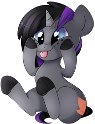 Size: 1616x2093 | Tagged: safe, artist:donutnerd, imported from derpibooru, oc, oc only, oc:purple flame, oc:purpleflame, pony, unicorn, black, blue, cute, cutie mark, digital, eye, eyes, fire, fur, gray, hooves, male, purple, silly, silly pony, simple background, sitting, solo, stallion, tongue out, transparent background